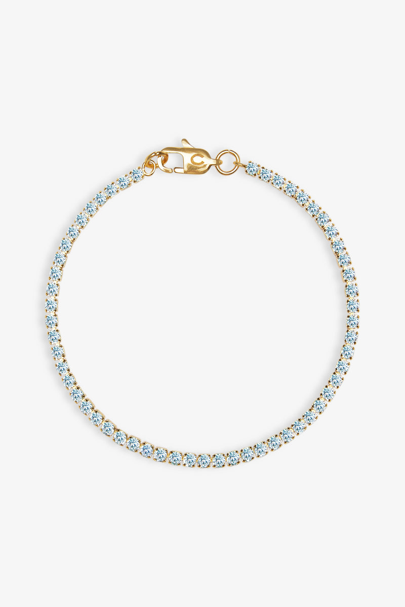 2.5mm Womens Micro Tennis Bracelet - Aqua