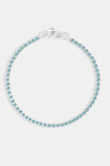 Micro Tennis Bracelet Light Blue - White 2.5mm