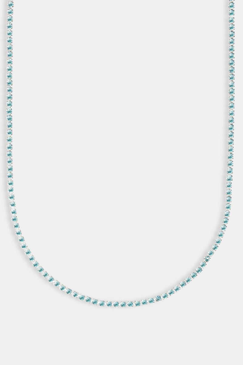 Micro Tennis Chain Light Blue - White 2.5mm