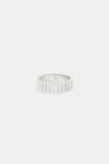 Polished Iced Panelled Ring - 6mm