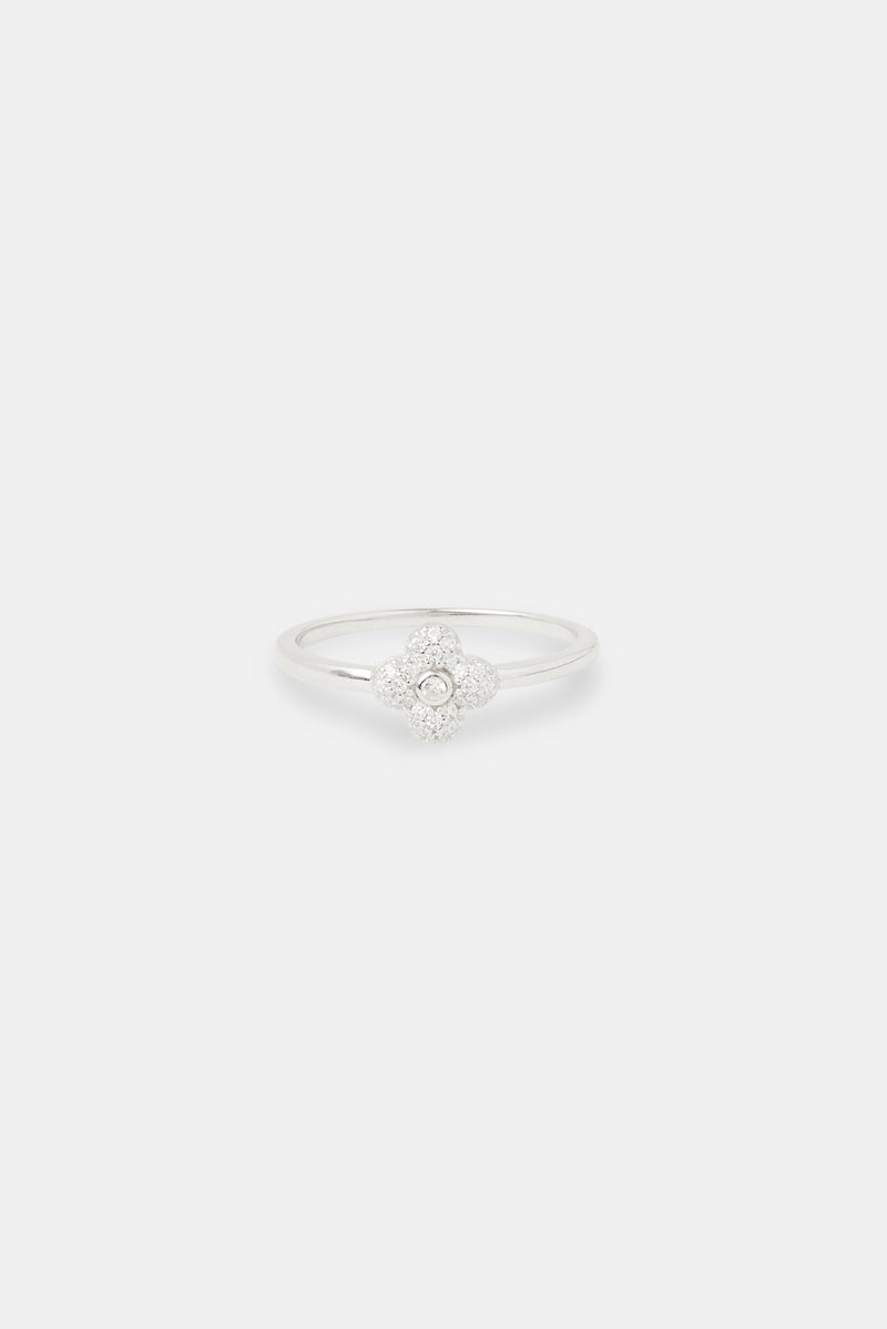 8mm Iced Pave Motif Ring - White