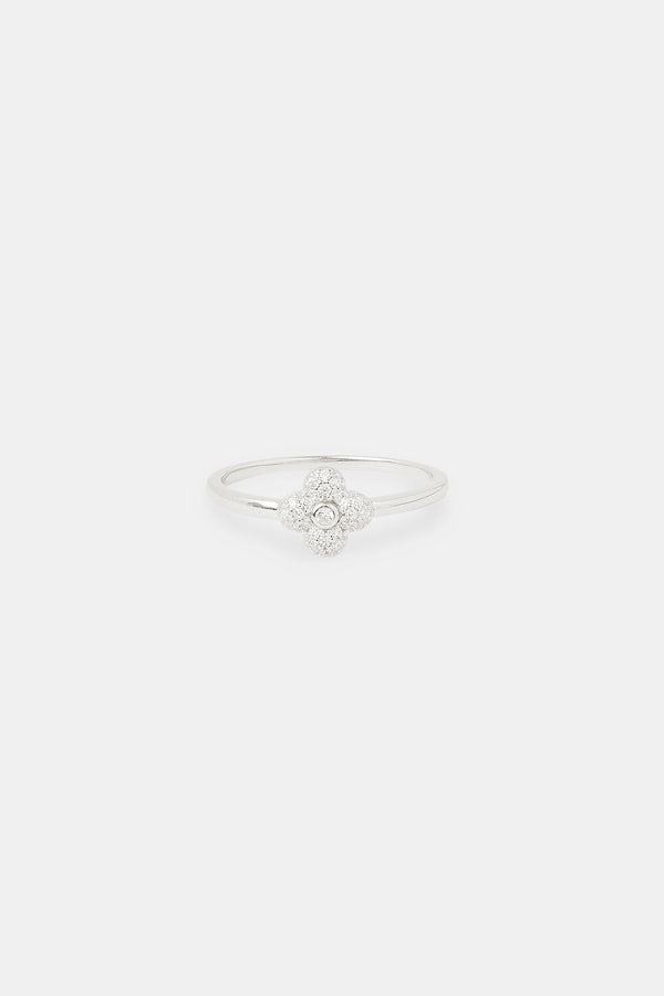 8mm Iced Pave Motif Ring - White