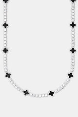 Black Motif Tennis Chain - White 5mm