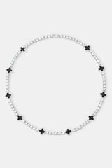 Black Motif Tennis Chain - White 5mm