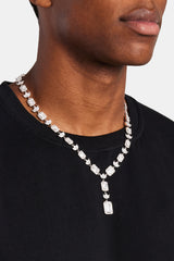 Iced CZ Bezel Cluster Drop Chain - White