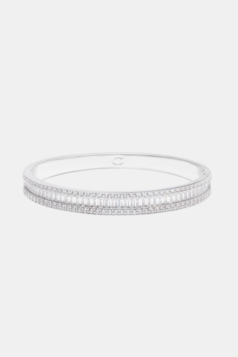 Baguette Stone Bangle - White 8mm