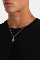 Black Enamel Micro Cross Pendant - 15mm