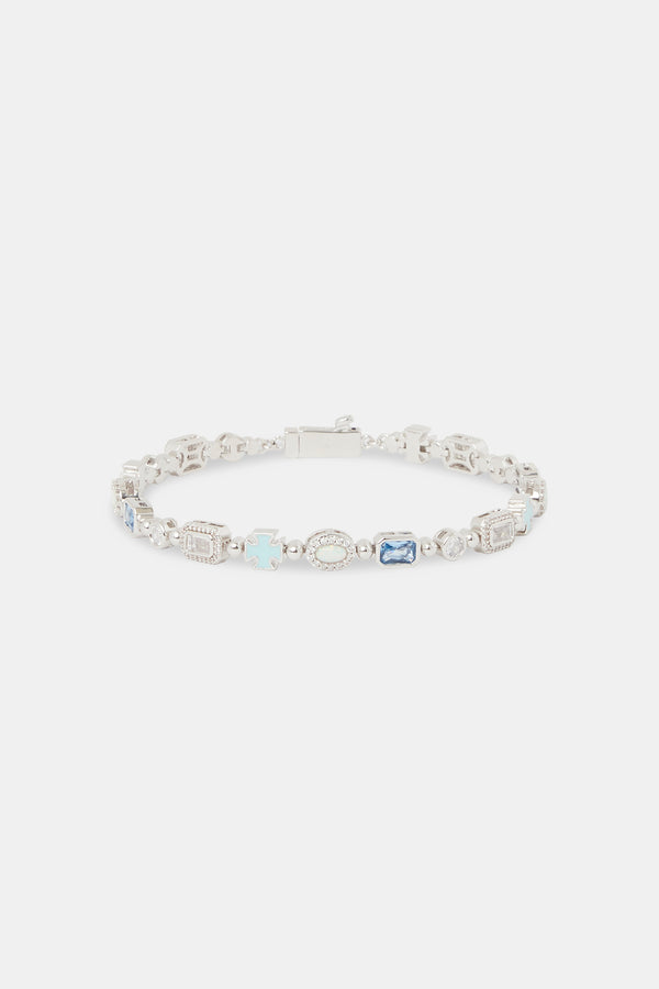 Blue & Clear Micro Multi Gemstone Bracelet - 6mm