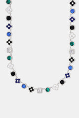 Blue Multi Gem + Motif Chain & Bracelet - White