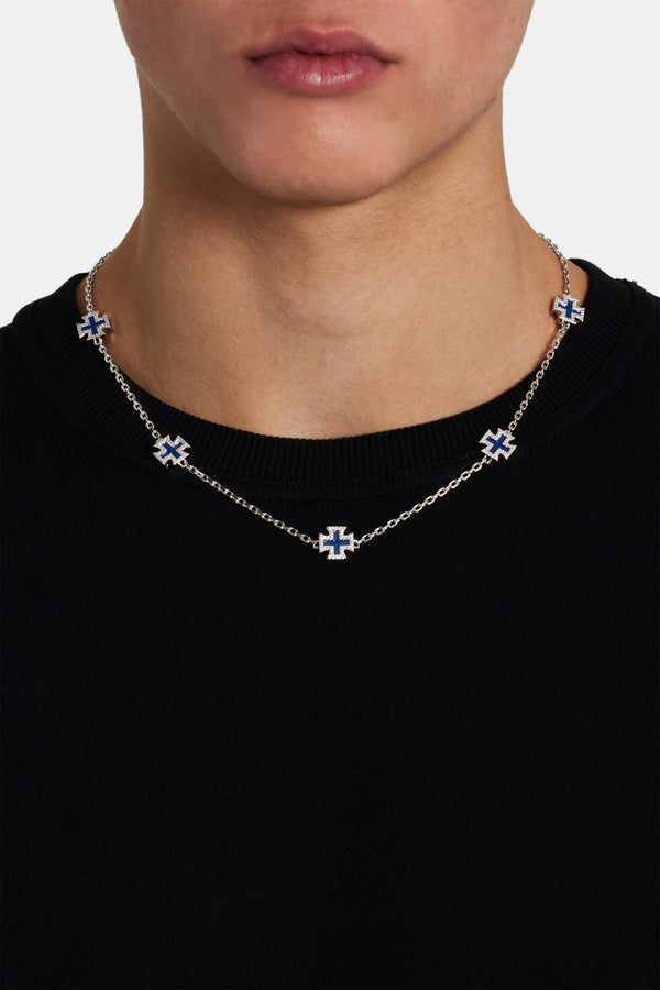 Blue Enamel Cross Motif Chain