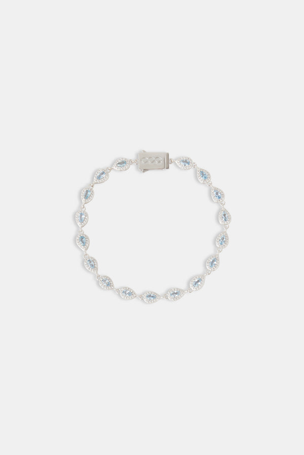 Blue Iced Pear Gemstone Bracelet - 6mm