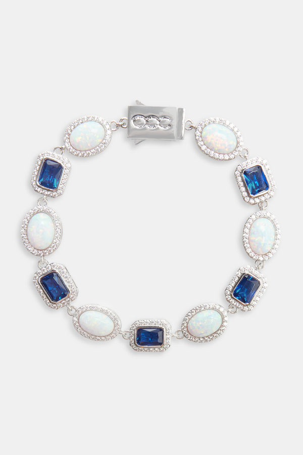 Opal & Blue Gemstone Bracelet - White