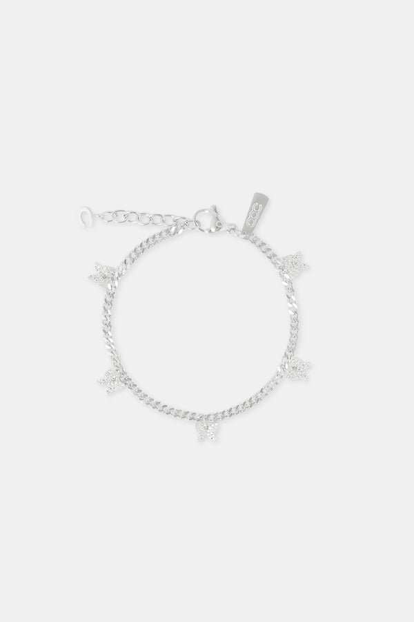 3mm Butterfly Drop Cuban Bracelet - White