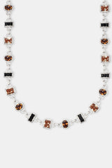 Iced Chocolate Mixed Shape Gemstone Chain & Bracelet - White