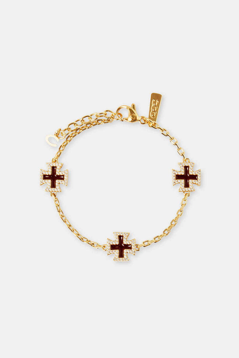 Chocolate Brown Cross Motif Bracelet - 10mm