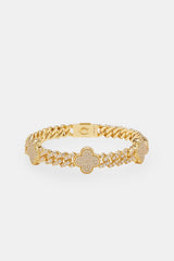 Iced Motif Cuban Bracelet - Gold - 8mm