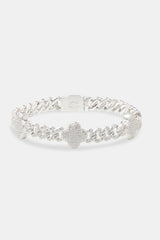 Iced Motif Cuban Bracelet - White - 8mm