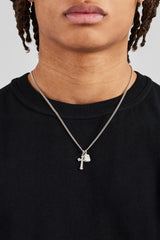 Clear Mixed Gemstone & Cross Layered Necklace - 20mm