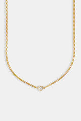 Clear Heart Micro Cuban Chain - 2.5mm - Gold