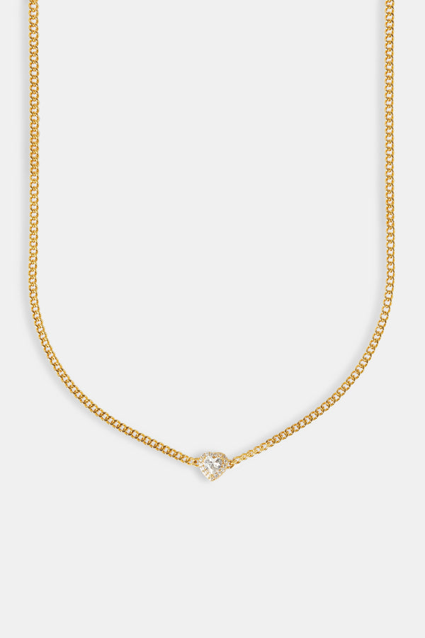 Clear Heart Micro Cuban Chain - 2.5mm - Gold