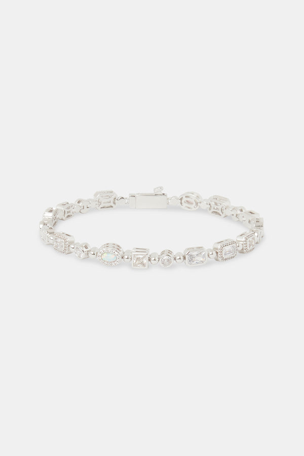 Clear Micro Multi Gemstone & Opal Bracelet - 6mm