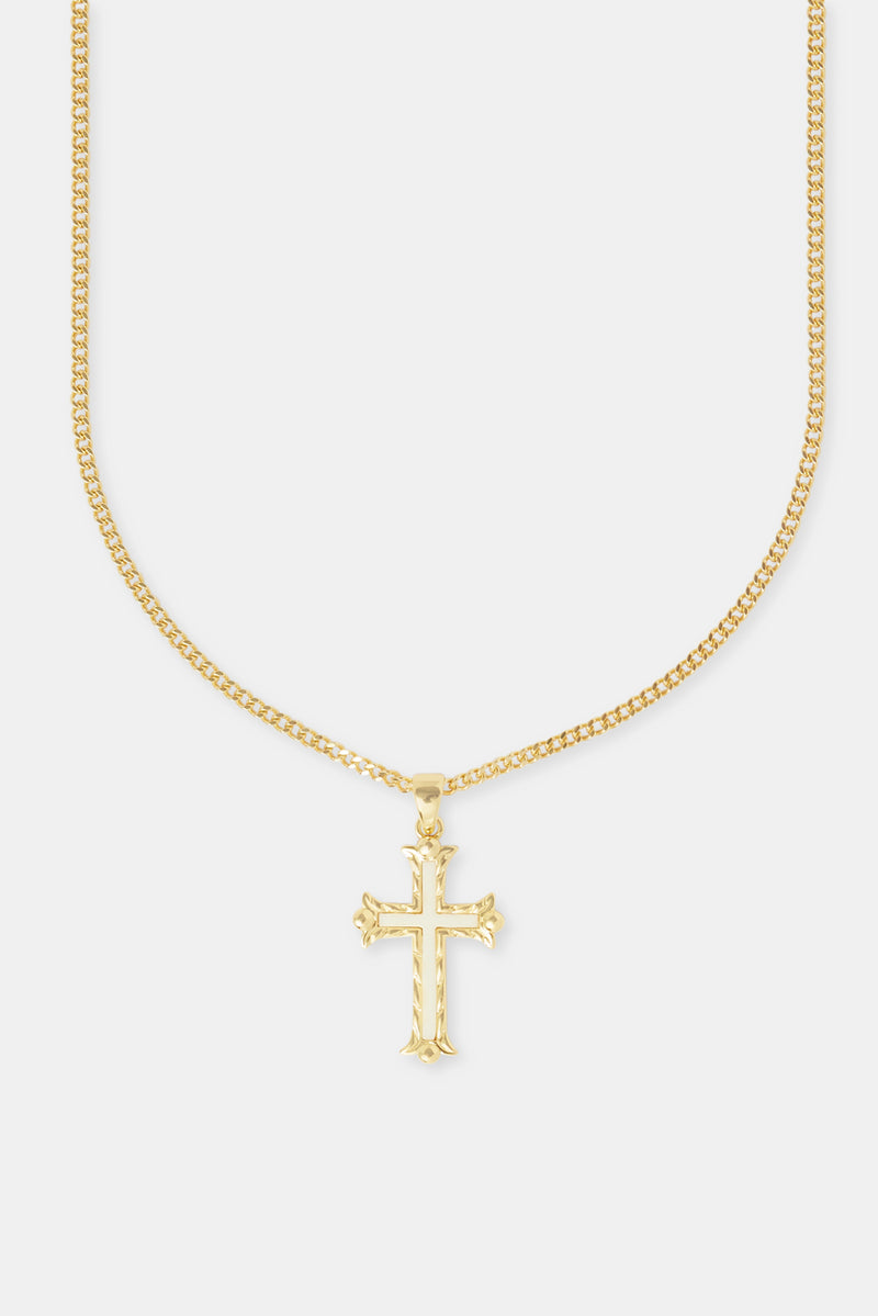 30mm White Cross Necklace - Gold