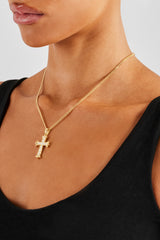 30mm White Cross Necklace - Gold