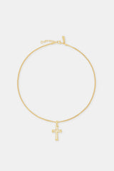 30mm White Cross Necklace - Gold