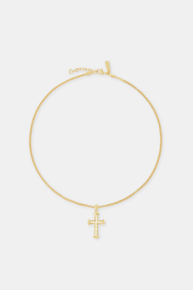 30mm White Cross Necklace - Gold