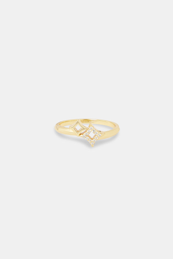 Iced Layered Cut Out Star Motif Ring - 8mm