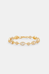 Iced Evil Eye Bracelet - 8mm - Gold