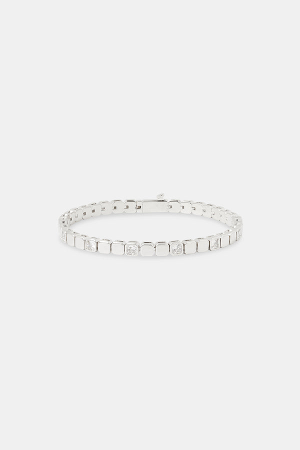 Flat Polished & Iced Square Bracelet - 5mm