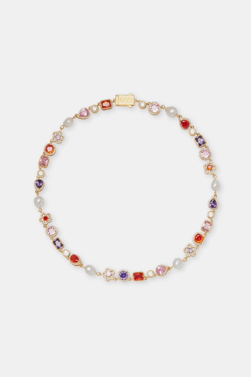 Freshwater Pearl & Multi Gemstone Chain