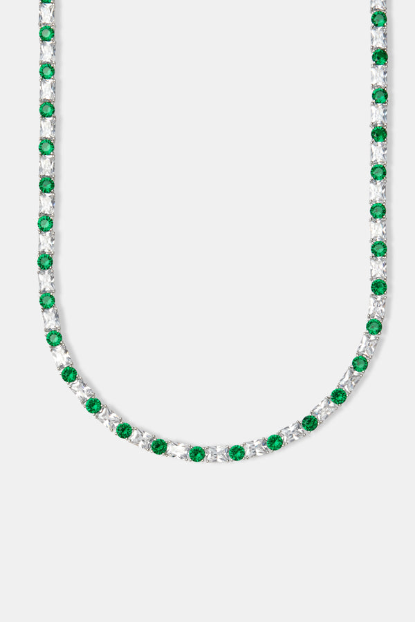 Green & Clear Mixed Shape Tennis Chain - 8mm