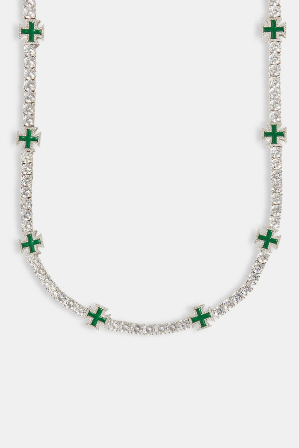 Green Cross Motif Tennis Chain - 5mm