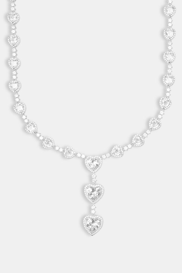 Heart Drop Chain - White