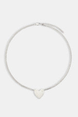 Iced Heart Necklace - White