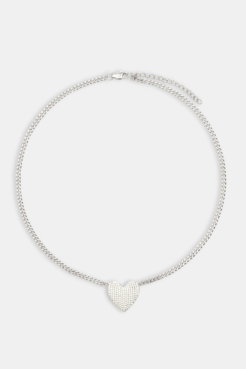 Iced Heart Necklace - White