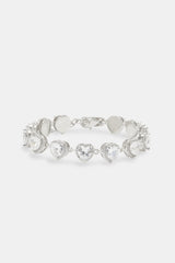 Clear Heart Bezel Iced Bracelet - 10mm