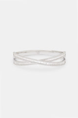 Iced Baguette Cross Over Bangle - 6mm