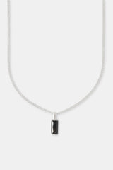 Iced Black Baguette Pendant Cuban Necklace - 25mm