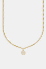 Iced Cross Motif Cuban Necklace - 10mm - Gold