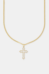 Iced Cross Outline Cuban Necklace - 30mm