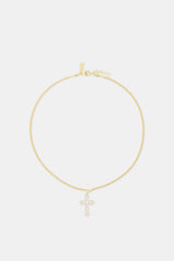 Iced Cross Outline Cuban Necklace - 30mm