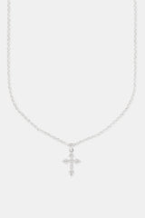 Iced Cross Pendant Necklace - 25mm