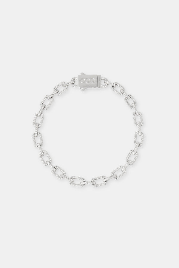 Iced Pave Rectangular Link Bracelet - 6mm