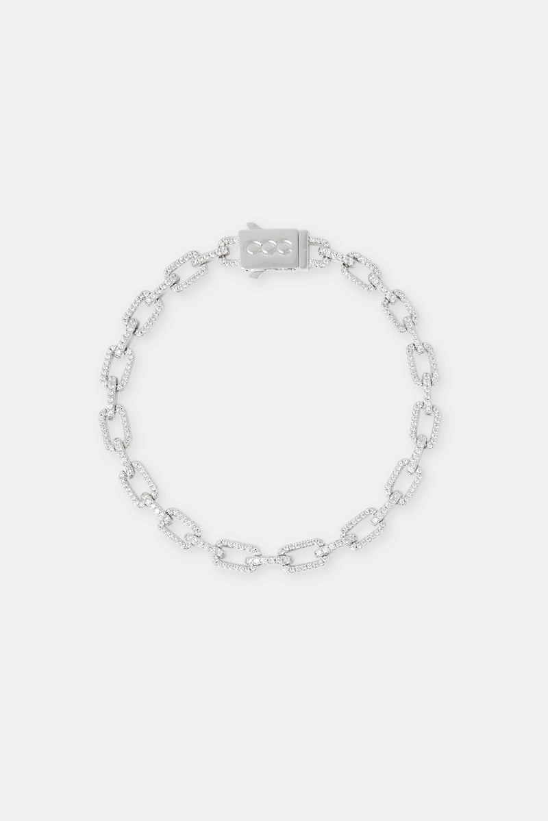 Iced Pave Rectangular Link Bracelet - 6mm