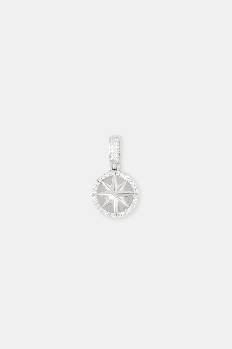 Iced Edge Compass Pendant - 15mm