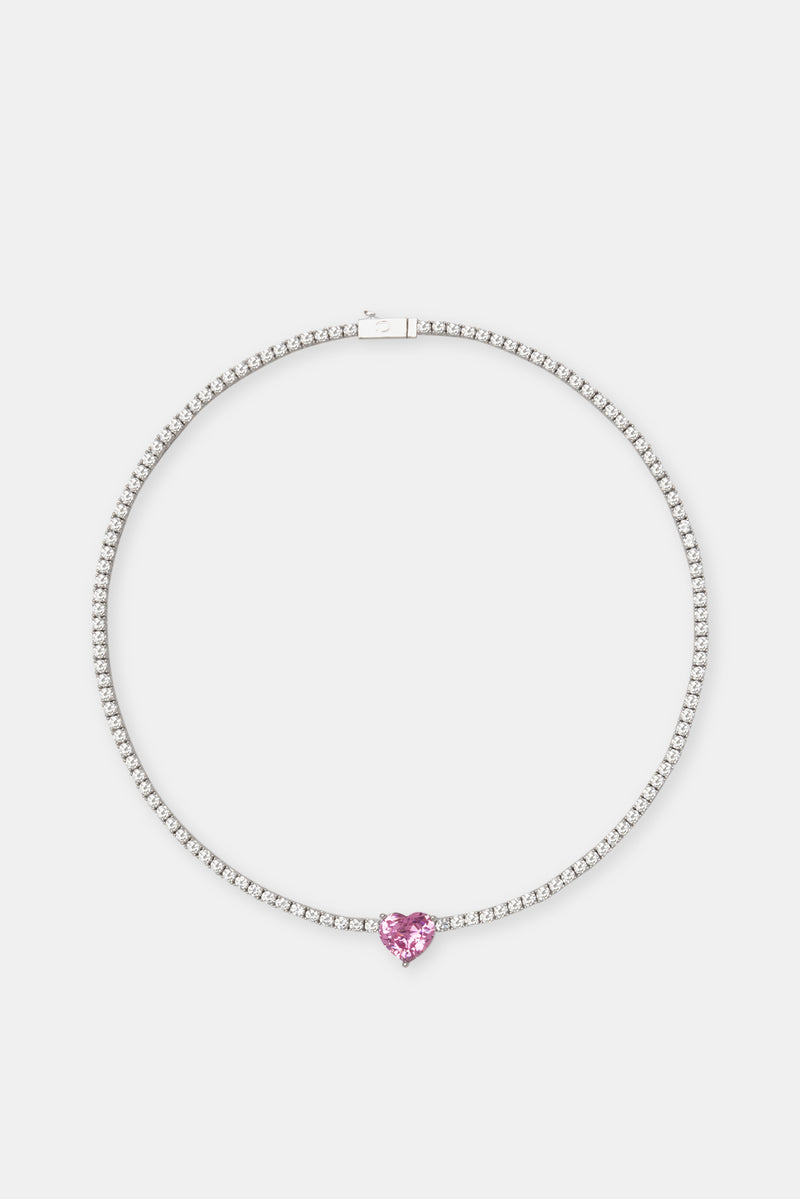 Iced Heart Drop Tennis Chain - 3mm