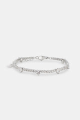 Iced CZ Heart Tennis Anklet - 3mm